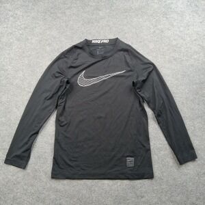 Nike Shirt Youth Medium Pro Dri-FIT Black Long Sleeve Compression Athletic‎ Boys